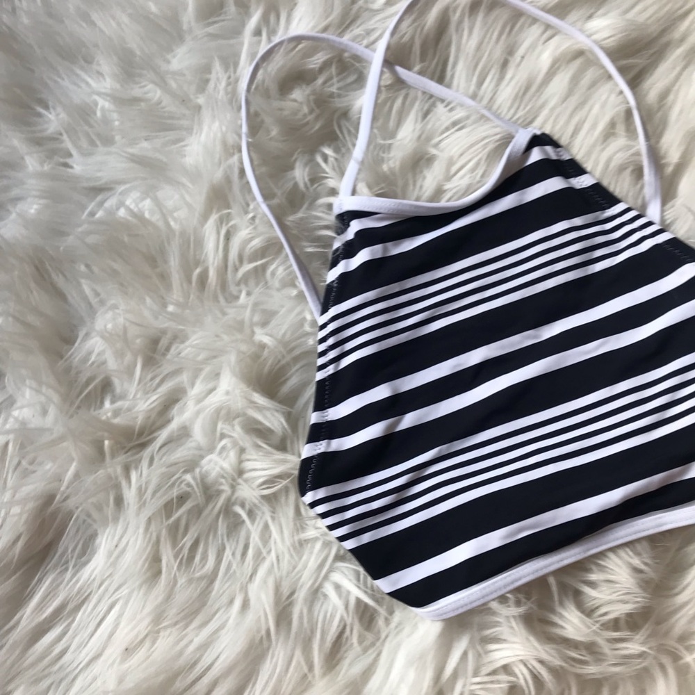 NWOT Halter Striped Bathing Suit Top - Picture 2 of 5